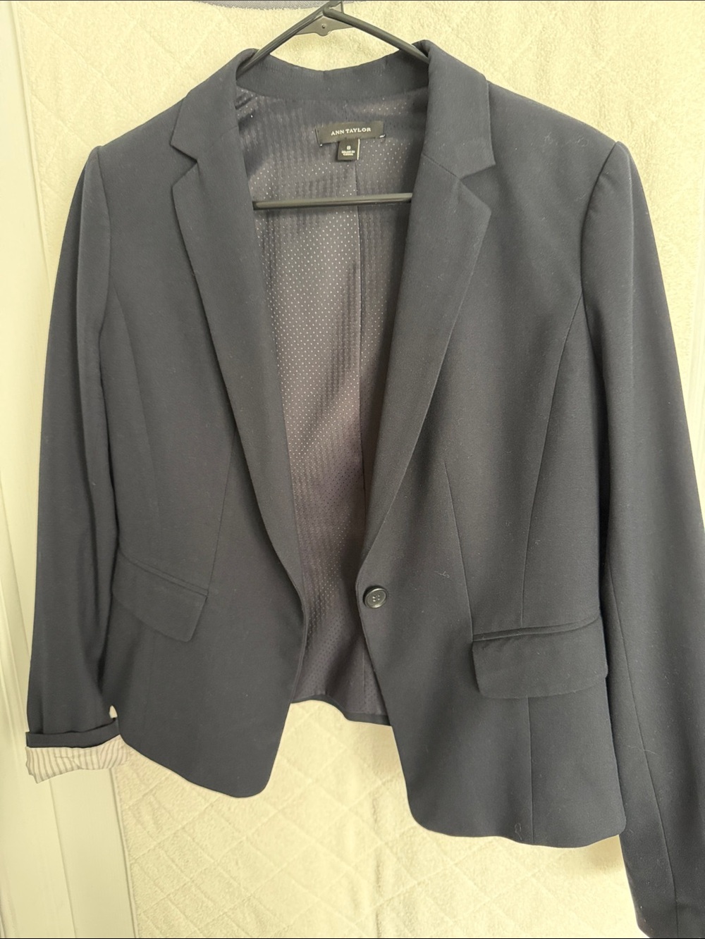 Ann Taylor Dark Navy Single-Button Blazer
